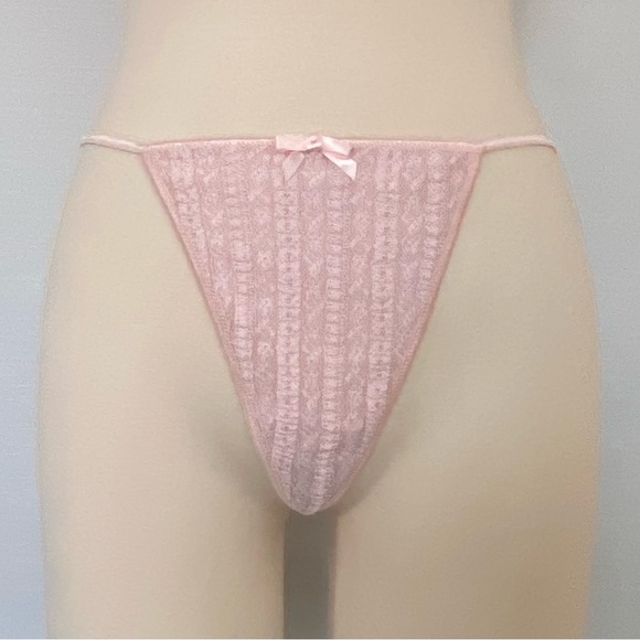 Y2K Victoria’s Secret Mesh Pink Vintage Babydoll Chemise Thong Panty 2 PC Set L🔥 - Picture 7 of 9